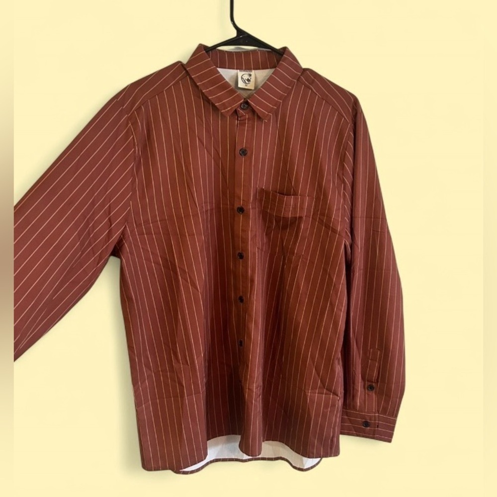 HARDADDY Brown Pinstripe Button Down Shirt Medium